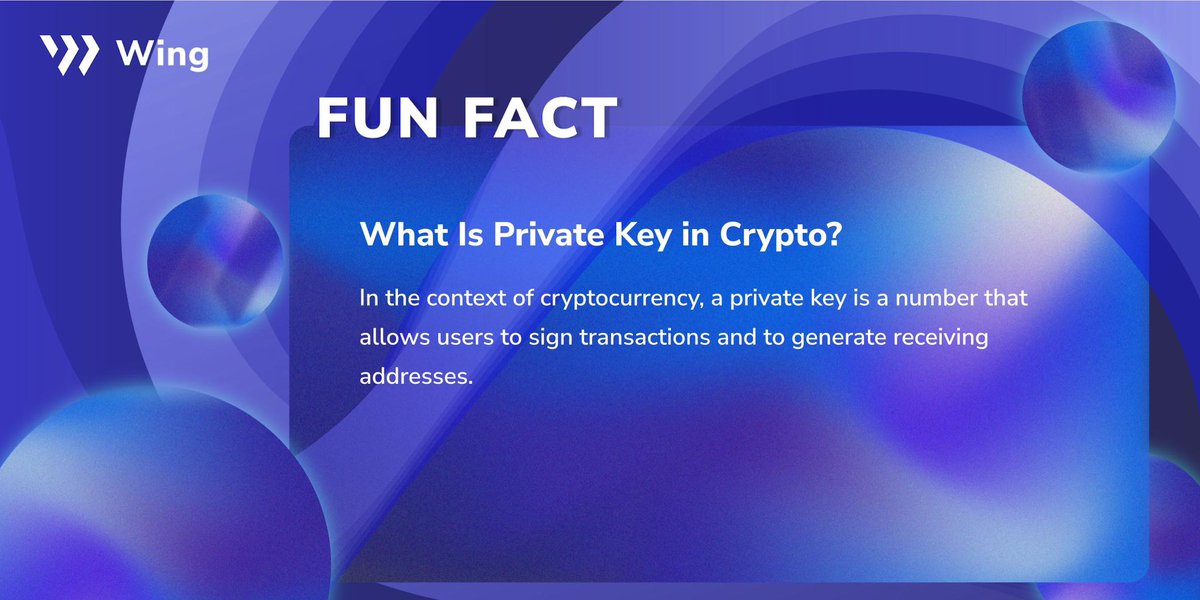 A private key allows you to digitally sign data, like a message that says I am paying X to address Y🔑 Note that never reveal your private key. If someone gets access to it, they’ll be able to spend your funds by signing transactions on your behalf🔐 wing.finance💸