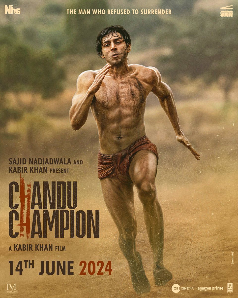 What a brilliant poster of #chanduchampion have been hearing lof of good things about this film. @TheAaryanKartik has transformed himself for this . Looking forward to the film