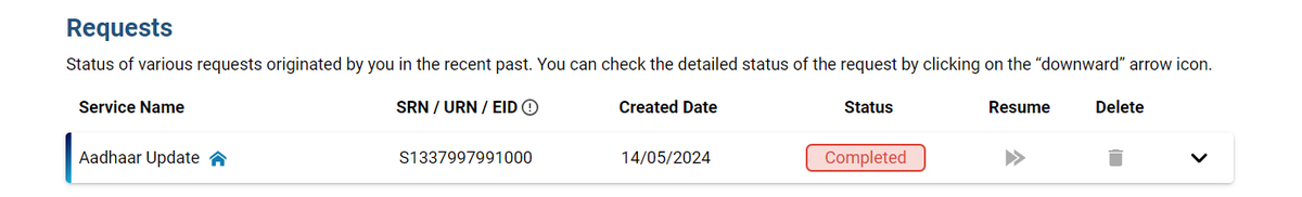 ashutosh4510's tweet photo. @UIDAI @LagerSerengeti1 @GoI_MeitY @mygovindia @_DigitalIndia @PIB_India @UIDAI  had resubmitted the request, failed again. It shows as completed in RED. https://t.co/Ro55nBNqLy