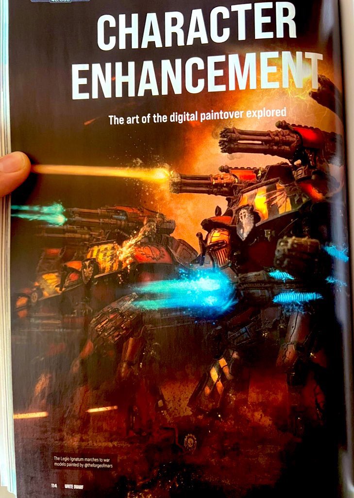 I’d like to downplay it and act humble but I can’t because this paintover looks awesome as a page in White Dwarf 500! Lol @TheForgeofMars absolutely nailed the composition with his Titan photography and my part was easy after that. #warhammercommunity is loaded with talent!