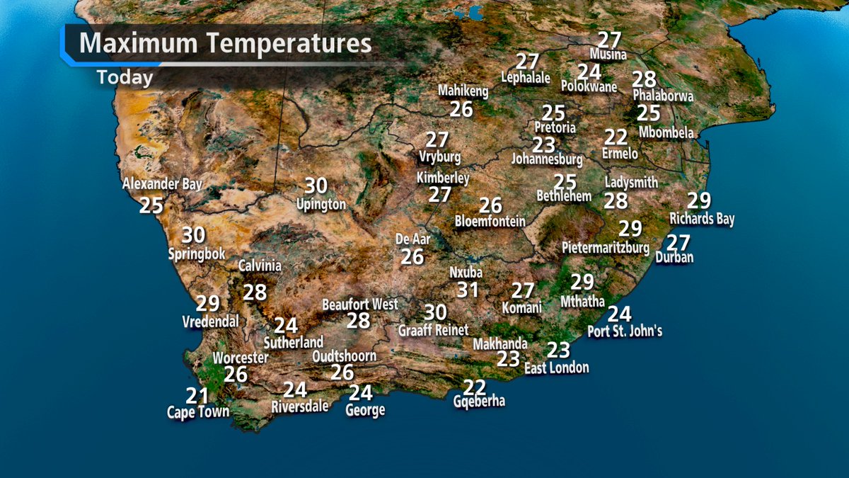 Here's a look at your weather for today.  

#MorningLive 
#SABCNews