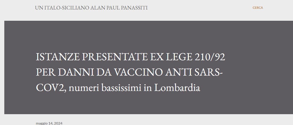 Link al blog: alanpaulpanassiti.blogspot.com/2024/05/istanz… ISTANZE PRESENTATE EX LEGE 210/92 PER DANNI DA #VACCINO ANTI SARS-COV2, numeri bassissimi in #Lombardia In questi mesi nulla è cambiato. Breve ma approfondito thread