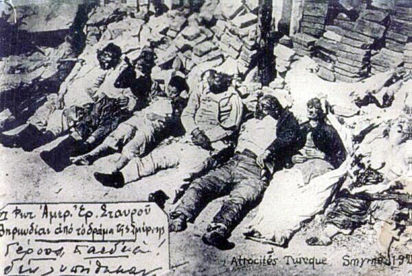 Greeks from Smyrna killed by the Turks in the Greek Genocide, 1922.  

According to estimates, between 213,000 and 368,000 Anatolian Greeks were killed between 1919 and 1922.
#greek #genocide #oldphotos
