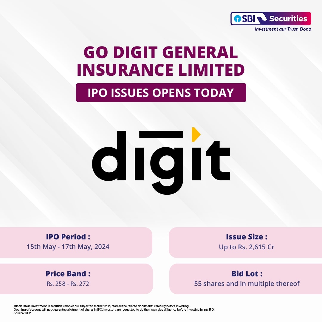 Go Digit debuts on the scene! The insurance start-up’s IPO is now open.

#GoDigitIPO #InsuranceGoesPublic #SBISecurities #InvestmentOpportunity #InsuranceIPO #StockMarket #Finance #IndiaIPO #BusinessNews