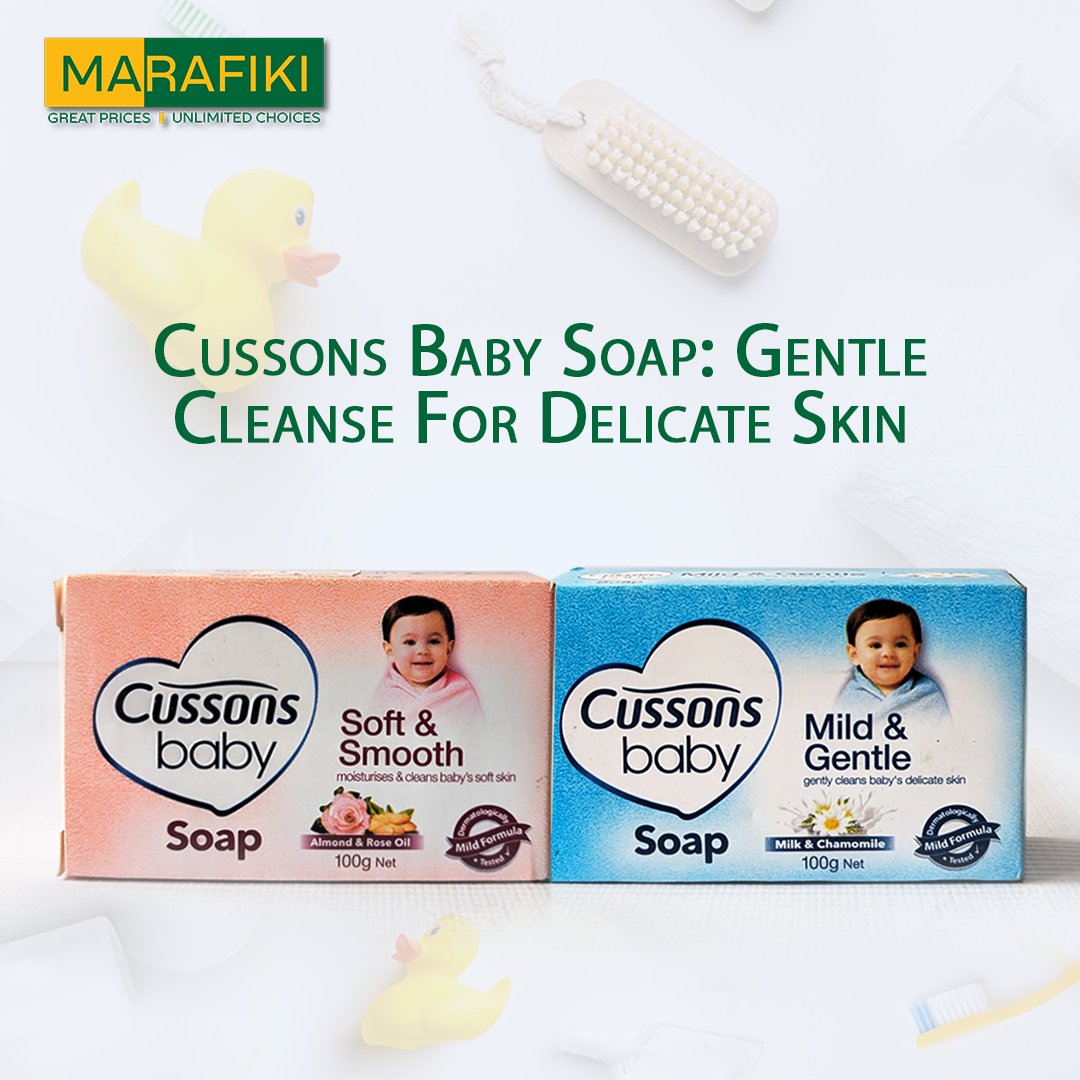 Get baby soap enriched with nourishing oils to keep your baby's skin soft and moisturized from #marafikimart  Available for purchase in-store or online.

#marafikimart #convenience #babyproducts #baby soap #johnsonsbabysoap #cussons #balletsoap