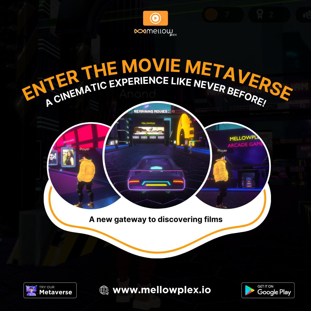 Imagine stepping into your favorite films, hanging with iconic characters, and feeling the action all around you. #MovieMetaverse #ImmersiveCinema #TheFutureIsHere #MellowPlex $MPLEX #NFTs #AI #VR #Gaming #Rewads