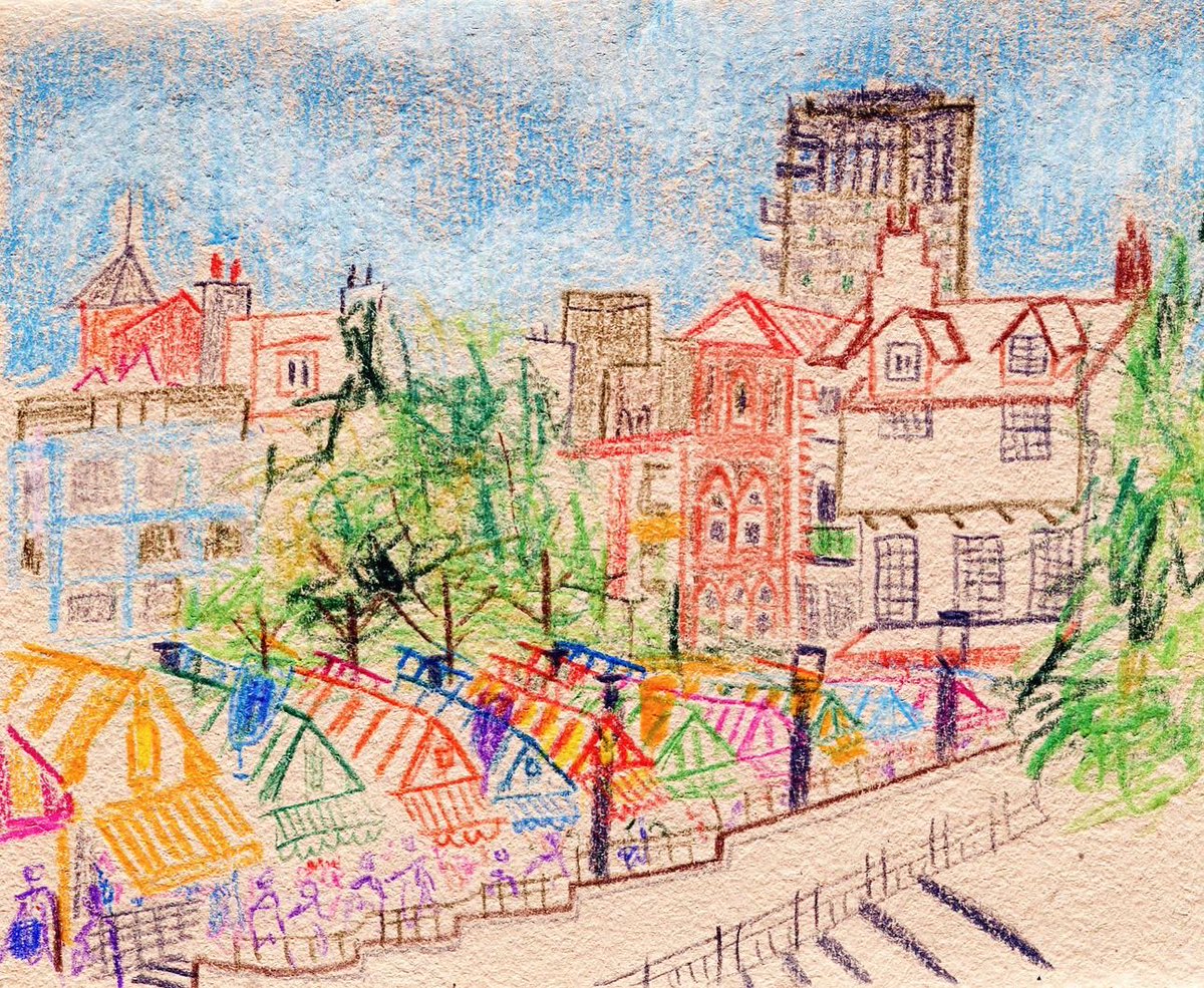 A view of #Norwich city centre from St Giles Street. 
#dailydrawing #urbanlandscape #ArtistonTwitter #ArtistonX #thedailysketch