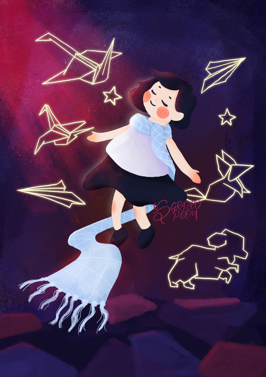 paige and her origami masterpieces ✨ in awe and in love with Paper Trail from @NewfangledGames from the art to story to game concept. so excited for its release next week! #PaperTrailGame #PaperTrail #illustration #PaperTrailfanart