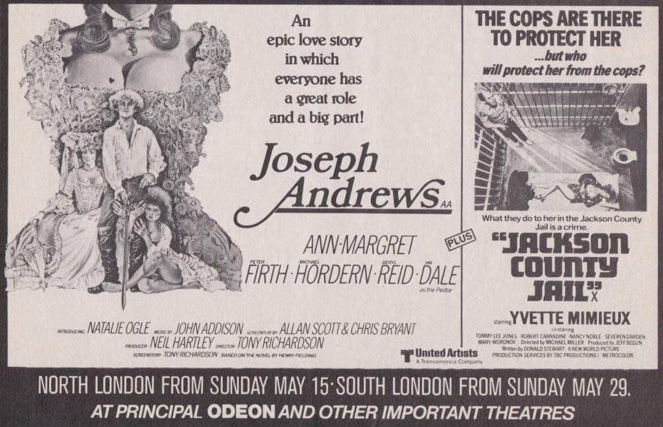 Forty-seven years ago today, this mismatched double-bill opened in North London cinemas... #JosephAndrews #JacksonCountyJail #1970s #film #films #TonyRichardson #PeterFirth #TommyLeeJones #YvetteMimieux #MichaelMiller #HenryFielding