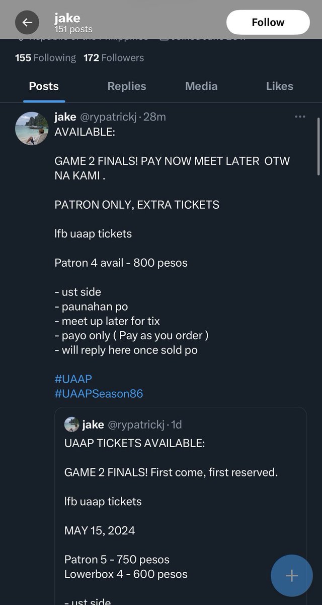 Ang tapang mong iblocked ako. Kala mo naman di namen malalaman account mo. Hahaha. Sa UAAP ka naman ngayon mangscam ha! Sa fandom ng CCS jan. Eto may kasalanan bat ang daming nabiktima last Sunday sa tickets ng Finals Game 2. Alyfinity dala dala nyan na name na fandom!