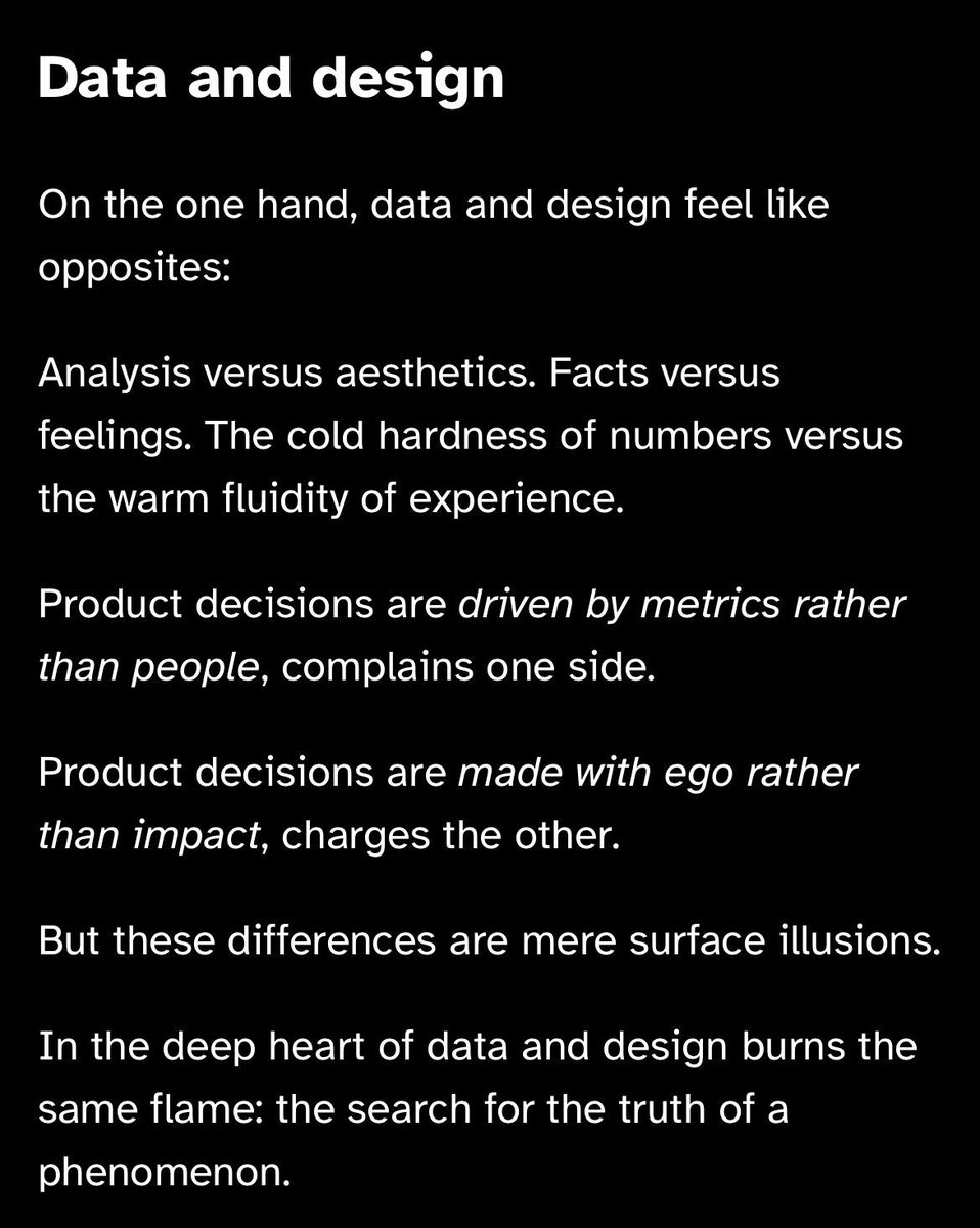 Thomas Otto (he/him) (@thomasotto_) on Twitter photo »In the deep heart of data and design burns the same flame: the search for the truth of a
phenomenon.« <a href="/JulieZhuo/">Julie</a> #data #design »In the deep heart of data and design burns the same flame: the search for the truth of a
phenomenon.« <a href="/JulieZhuo/">Julie</a> #data #design