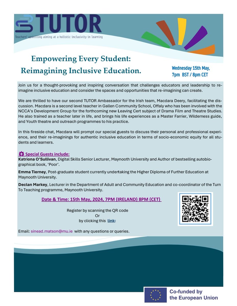 katrionaos's tweet image. Join us for a thought-provoking and inspiring conversation that challenges educators and leadership to re-imagine inclusive education and consider the spaces and opportunities that re-imagining can create.