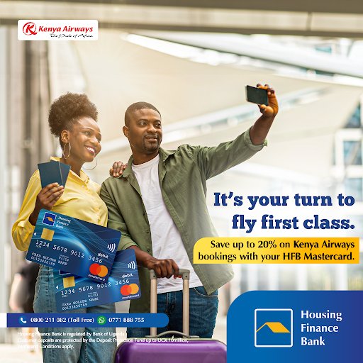 #AD
Hey there, claim a discount of up to 20% off on Kenya Airways bookings made with your #HFBMastercard from @housingfinanceU

Visit any of our branches to pick your card today.

#WeMakeItEasy