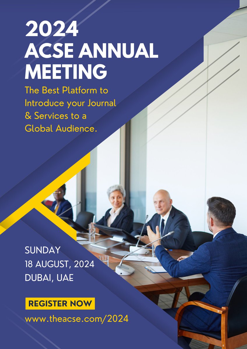 Join us in #Dubai for our upcoming meeting and showcase your journal to the world! 🎉 Maximize exposure, forge collaborations, and elevate your publication to new heights! 
theacse.com/2024/
#JournalPublishing #GlobalAudience #Collaborations #AcademicNetworking