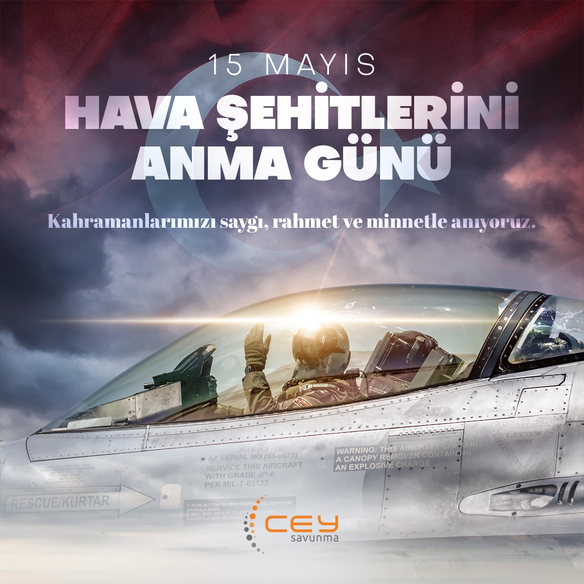 15 Mayıs Hava Şehitlerini Anma Günü’nde, aziz hatıralarıyla milletimizin kalbinde yaşayan gökyüzünün korkusuz kahramanlarını saygı, rahmet ve minnetle anıyoruz.