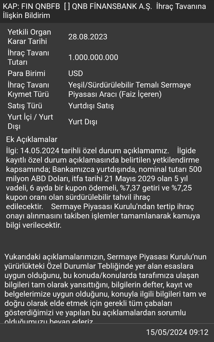 #qnbfb #qnbfinansbank

Bunlar orta ve uzun vadede bankanın mali yapısını güçlendirecek ihraclar ve olumludur.