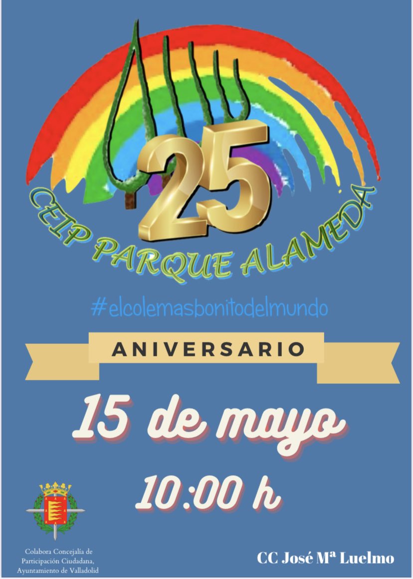 ceipparquealameda (@ceippqalameda) on Twitter photo Hoy es el día!!
#elcolemasbonitodelmundo está de celebración!! <a href="/FAPA_Valladolid/">FAPAVA</a> <a href="/educacyl/">Educación JCyL</a> <a href="/AyuntamientoVLL/">Ayto. de Valladolid</a> <a href="/piEFcitosCaMiNo/">CaMiNoDepiEFcitos</a> Hoy es el día!!
#elcolemasbonitodelmundo está de celebración!! <a href="/FAPA_Valladolid/">FAPAVA</a> <a href="/educacyl/">Educación JCyL</a> <a href="/AyuntamientoVLL/">Ayto. de Valladolid</a> <a href="/piEFcitosCaMiNo/">CaMiNoDepiEFcitos</a>