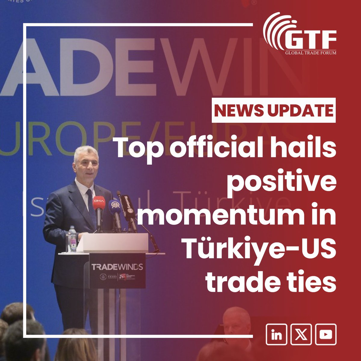 Trade Minister Ömer Bolat highlighted Tuesday what he said was positive momentum in trade ties between Türkiye and the United States and invited American business circles to evaluate investment and trade opportunities within the country.
#TürkiyeTrade #GTF2024 #GlobalTradeForum