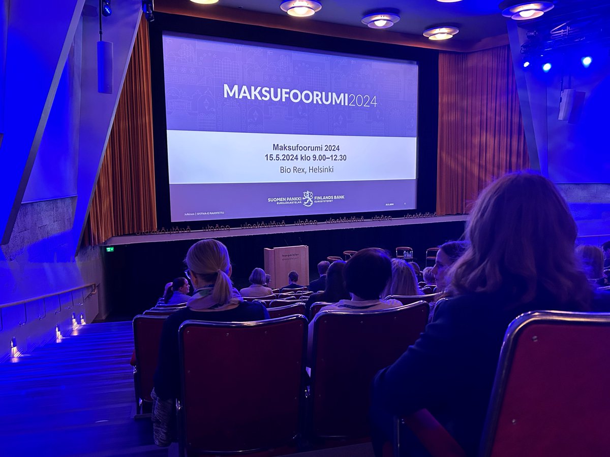 Tupa tänään täynnä Maksufoorumissa Bio Rexissä.

Maksupalveluiden käyttäjät, tuottajat sekä viranomaiset kerääntyneet kuulemaan, miten maksaminen turvataan nyt ja tulevaisuudessa sekä millaisia vaihtoehtoja maksamiseen tarvitaan.

#Maksufoorumi