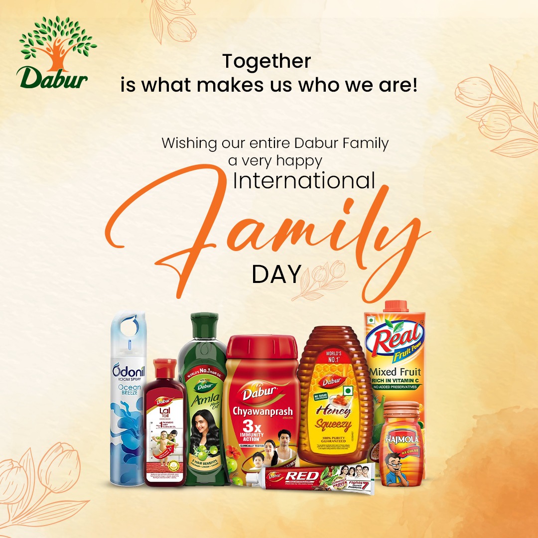 As we honour the essence of family on this special day, Dabur extends its warm wishes, recognizing that every family's journey is unique yet united by the common thread of Love & Care. Here's to building stronger, healthier families together. #DaburIndia #internationalfamilyday