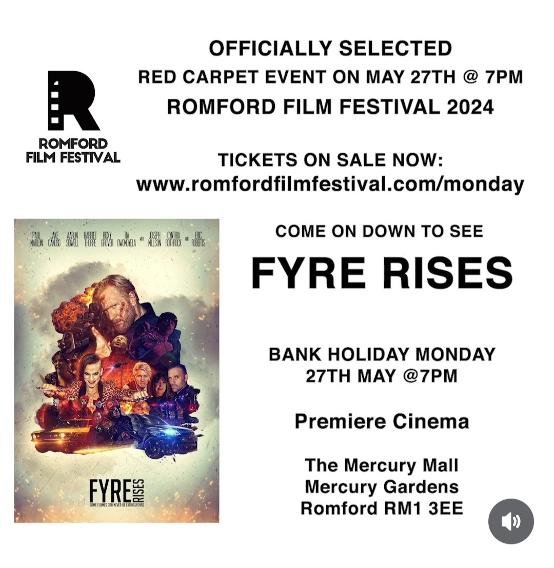 Hubby @lndnknts movie Fyre Rises is an official selection at the Romford film festival. Screening 27th May #bankholidayMonday 7pm. Tickets are only £4 @premiereromford there is also a Q & A & a chance to meet the director and cast. 👊 #officialselection #whatson