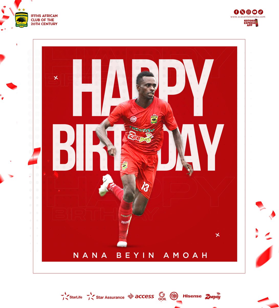 Birthday wishes to our left-back Nana Beyin Amoah  🎉 

Have a fabulous day 😃

#AKSC #Fabucensus #Kotoko4All