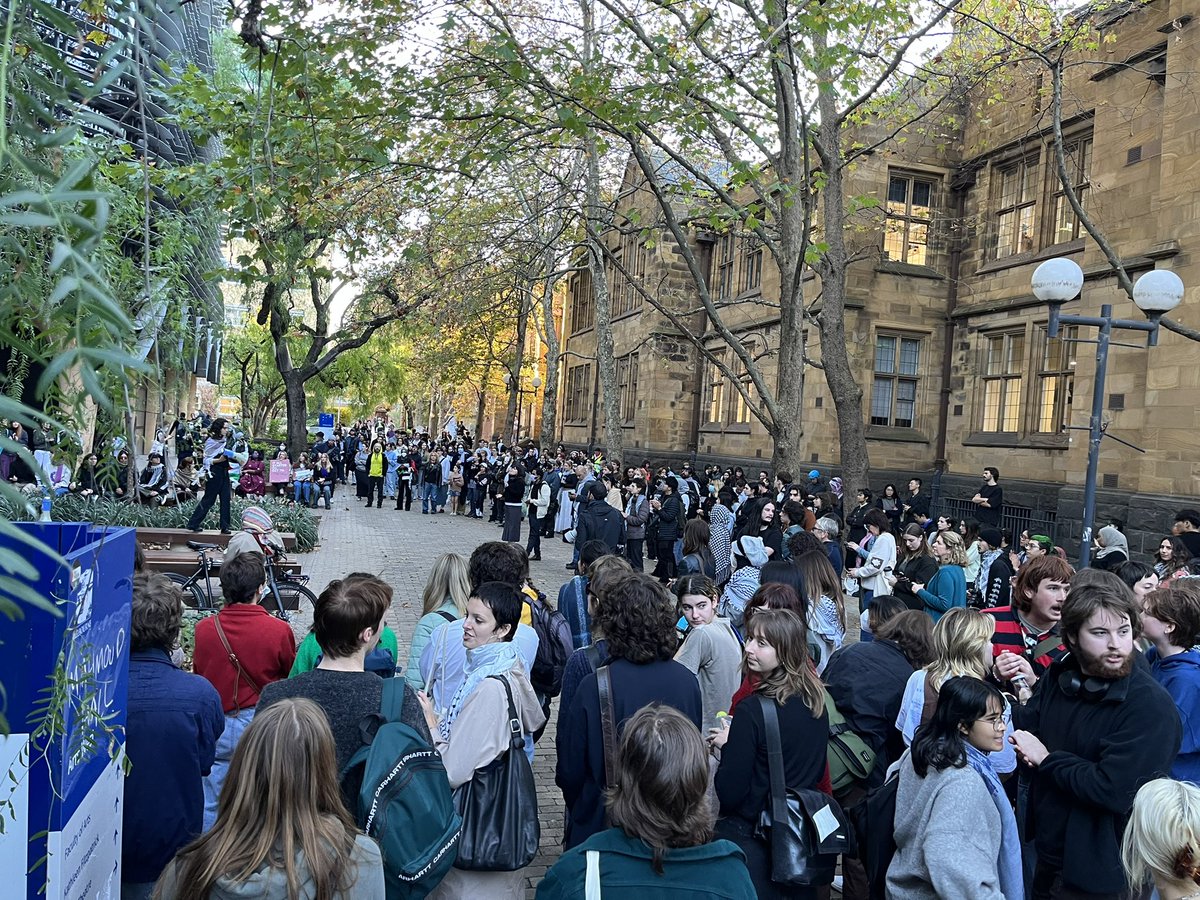 If the University’s aim was to make the crowd go away they have failed — it has doubled with a huge amount of supporters now outside as well as inside. Police just spotted outside the library on their way over