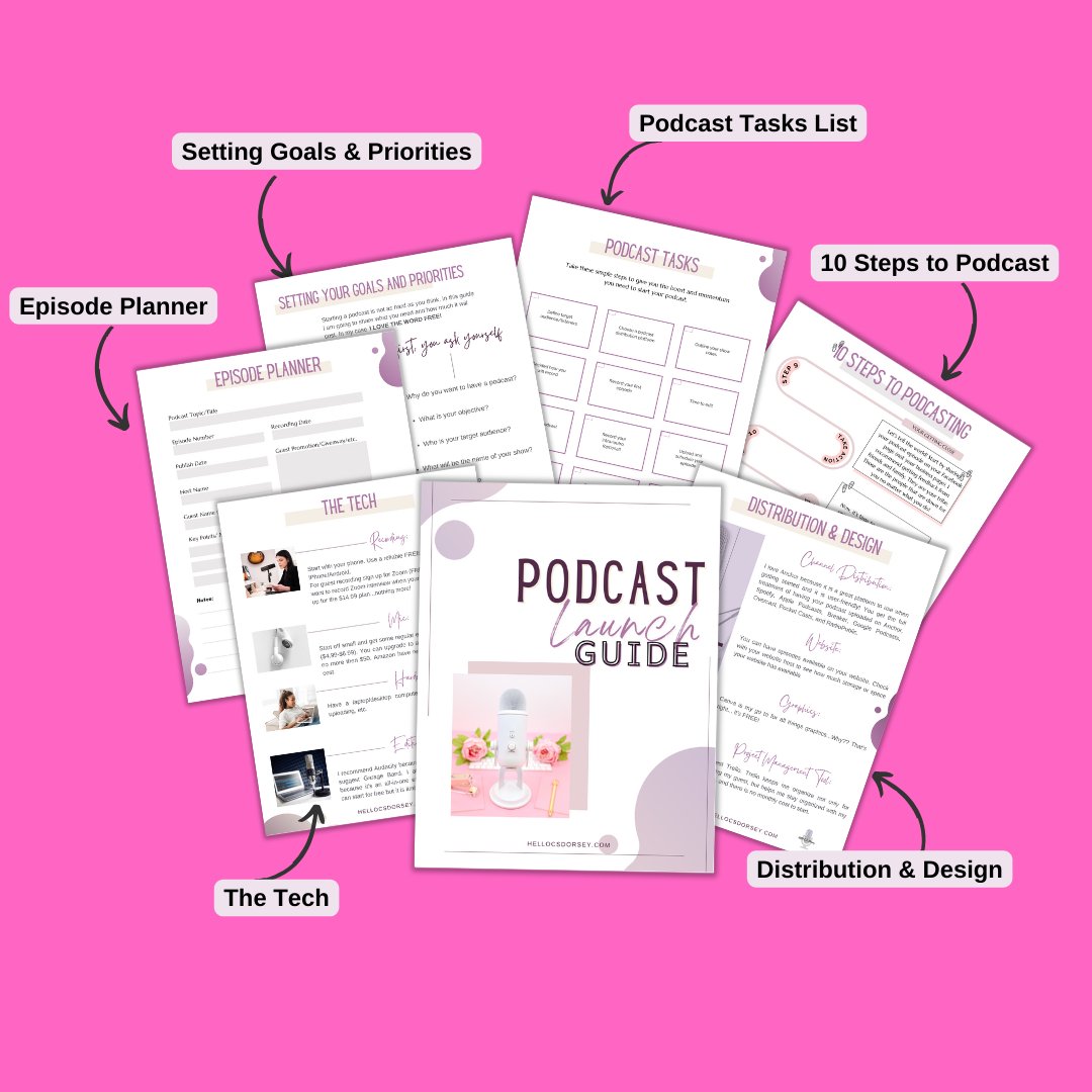🎧 Dive into the world of podcasting with my Podcast Launch Guide! 📚 Everything you need to know from start to finish. Download your copy now: learn.hellocsdorsey.com #podcasters #podcastResources #freeguide #howtostartapodcast