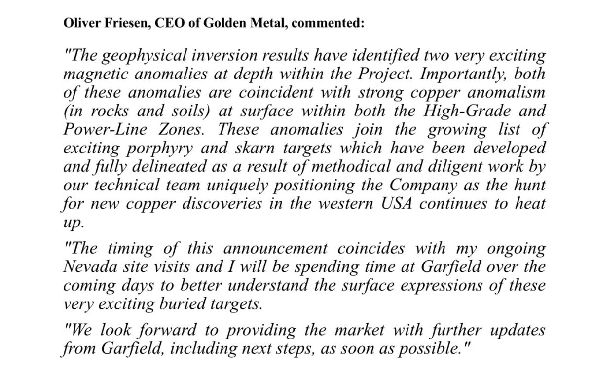 See todays @GoldenMetalRes RNS⁉️

Not many CEO’s are as active out in the field as #GMET CEO @oliverjfriesen 

Non stop, positive, news…

londonstockexchange.com/news-article/G…