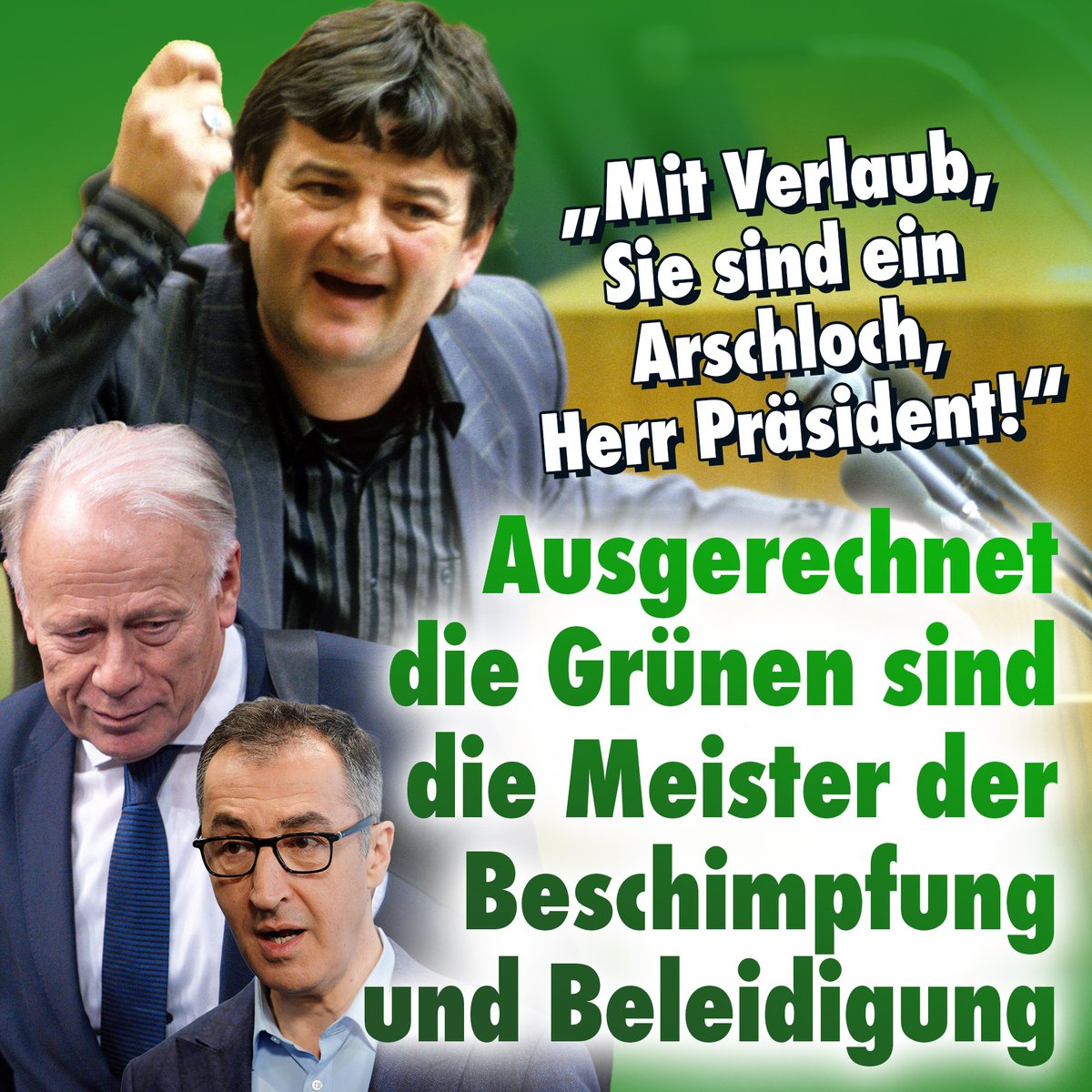 Grüne Spitzenpolitiker gehen gegen Bürger vor, wenn sie sich von ihnen beleidigt fühlen. NIUS dokumentiert aus diesem Anlass mal ein paar #Beleidigungen und Entgleisungen aus den Reihen der Grünen:
nius.de/video/mit-verl…