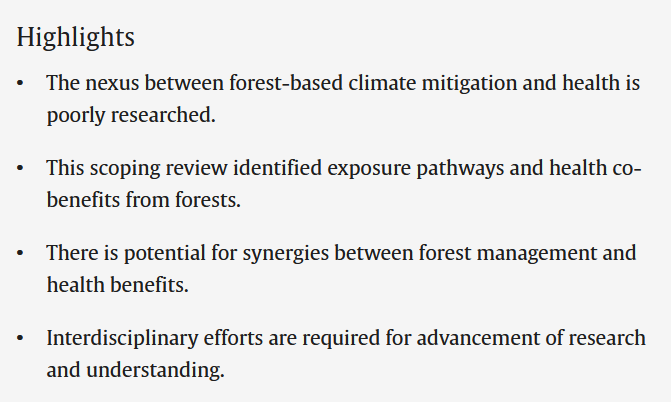 europeanforest's tweet photo. #NowReading: A scoping review of human health co-benefits of forest-based climate change mitigation in Europe with @Piegonetta from our #Biocities facility as lead author. 

🔗https://t.co/0vfXyE9fjX https://t.co/mfdqCq8is2