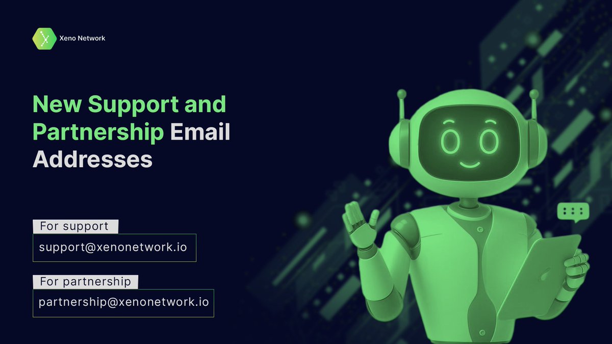 Hello Voyagers 🛸,

 Need assistance? We've got you covered 24/7 via email support! (support@xenonetwork.io) ✉️ Want to collaborate/partner with us? Drop us a line! (partnership@xenonetwork.io) Let's journey together.

#MineXeno