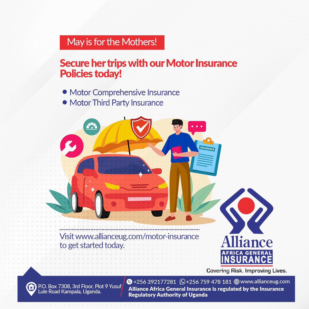 It’s Mother’s Month & yes, she deserves it all!

Take her on secured trips courtesy of our Motor Insurance Covers:
- Motor Third Party Insurance
- Comprehensive Motor Insurance

Get started today. Give us a call on 📞 0392 177 281

#MothersMonth #MothersDayGift