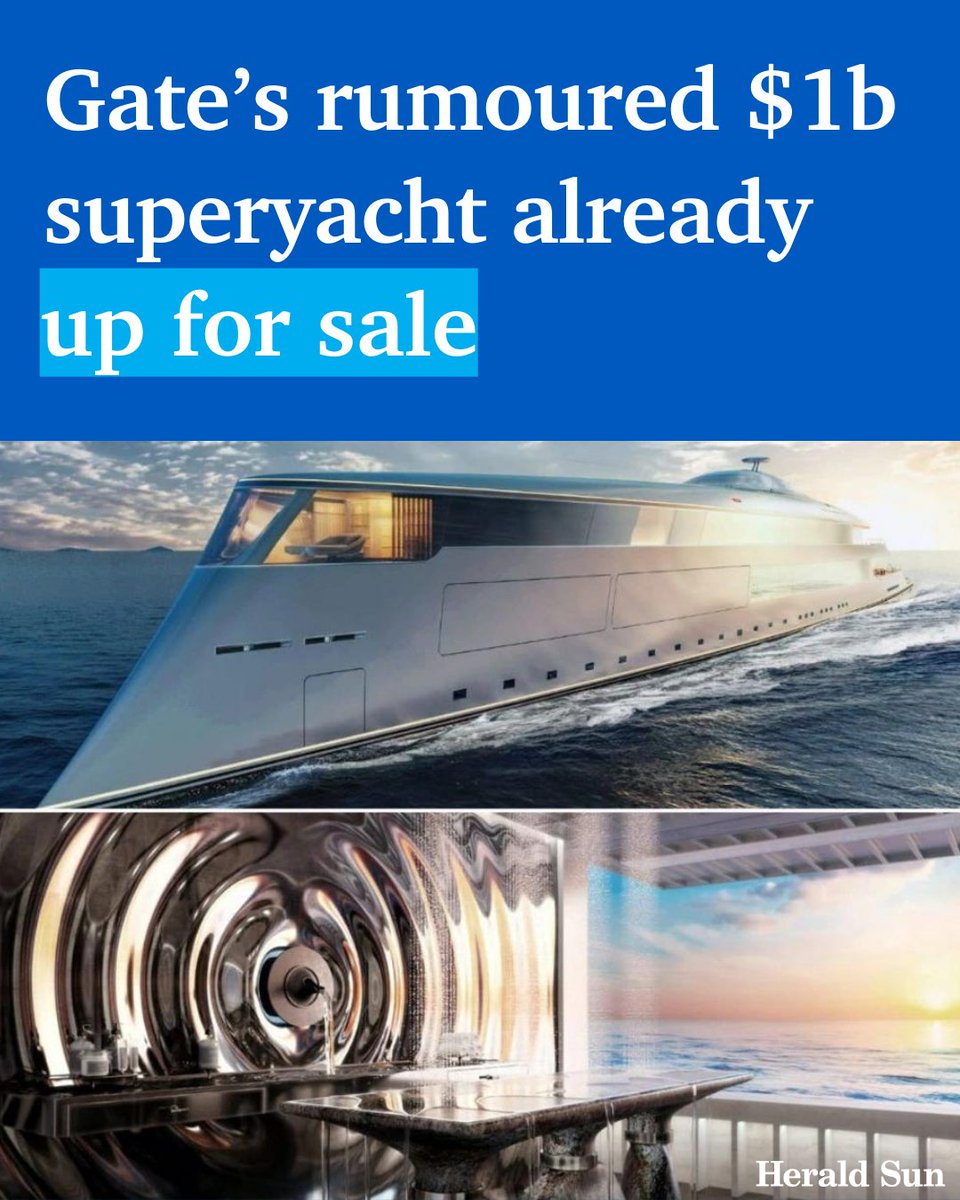 The world’s first hydrogen-powered superyacht reported to be commissioned by Bill Gates is already up for sale with a whopping price tag of nearly $1 billion. > bit.ly/3UGkXS2