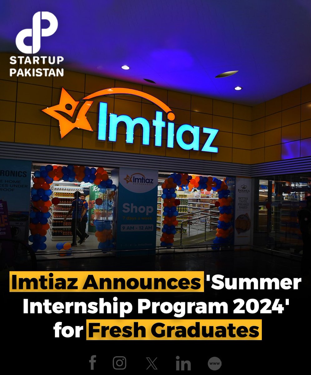 PakStartup's tweet image. Apply Now: startuppakistan.com.pk/imtiaz-announc…
#Imtiaz #Summerinternshipprogram #Pakistan #Karachi #Students