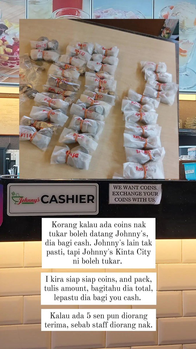 Kalau ada sesiapa nak tukar coins boleh datang Johnny's Kinta City tukar, dia bagi cash hehe. @MohKeIpoh @ohhmyperak @TwitPerak