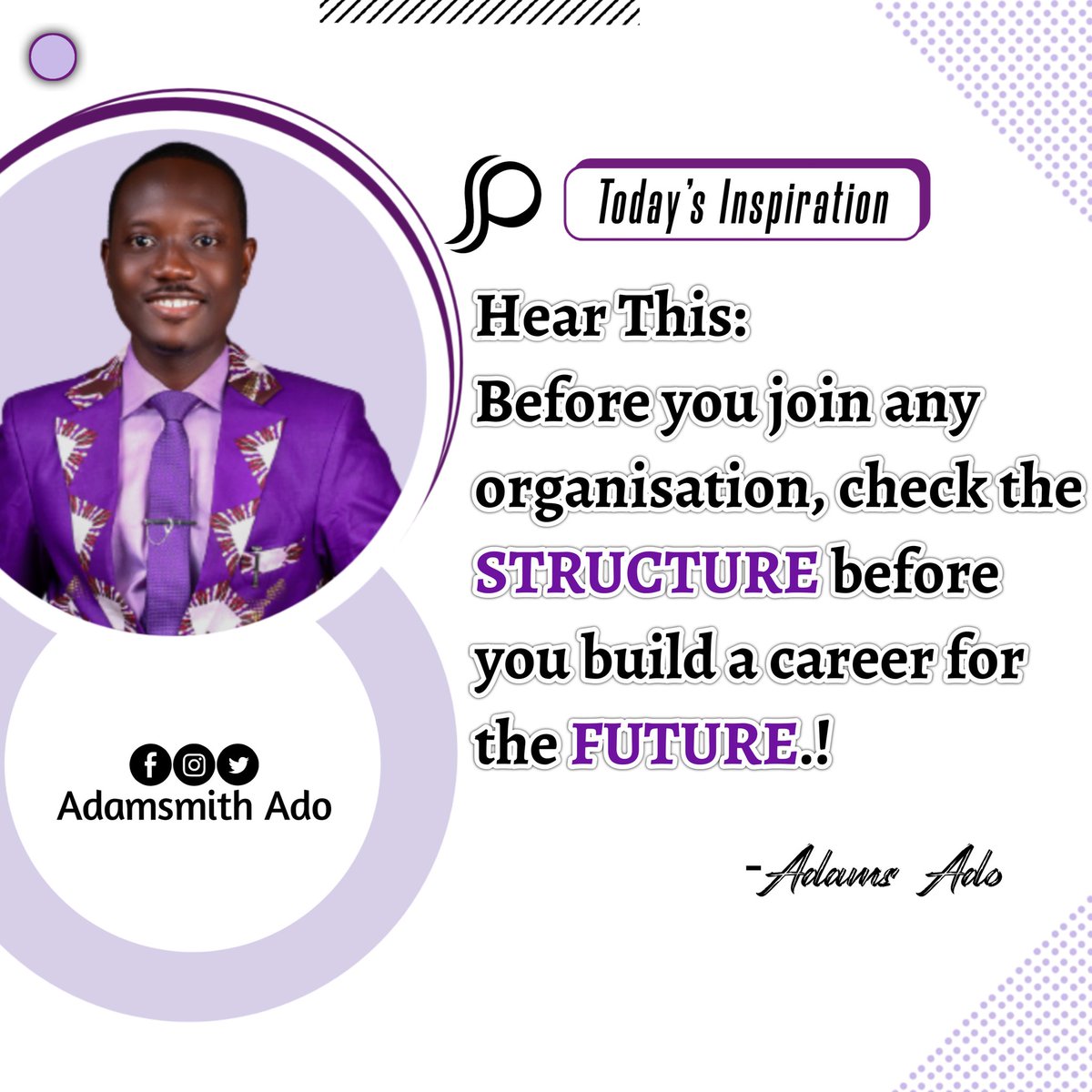 Hear This:
It's easy to get caught up in playing small and settling for a CAREER that is less than what you truly DESIRE.. But you owe it to yourself to aim HIGHER and pursue the career you desire with any organisation.

#career #careeradvice #careergoals #careergrowth