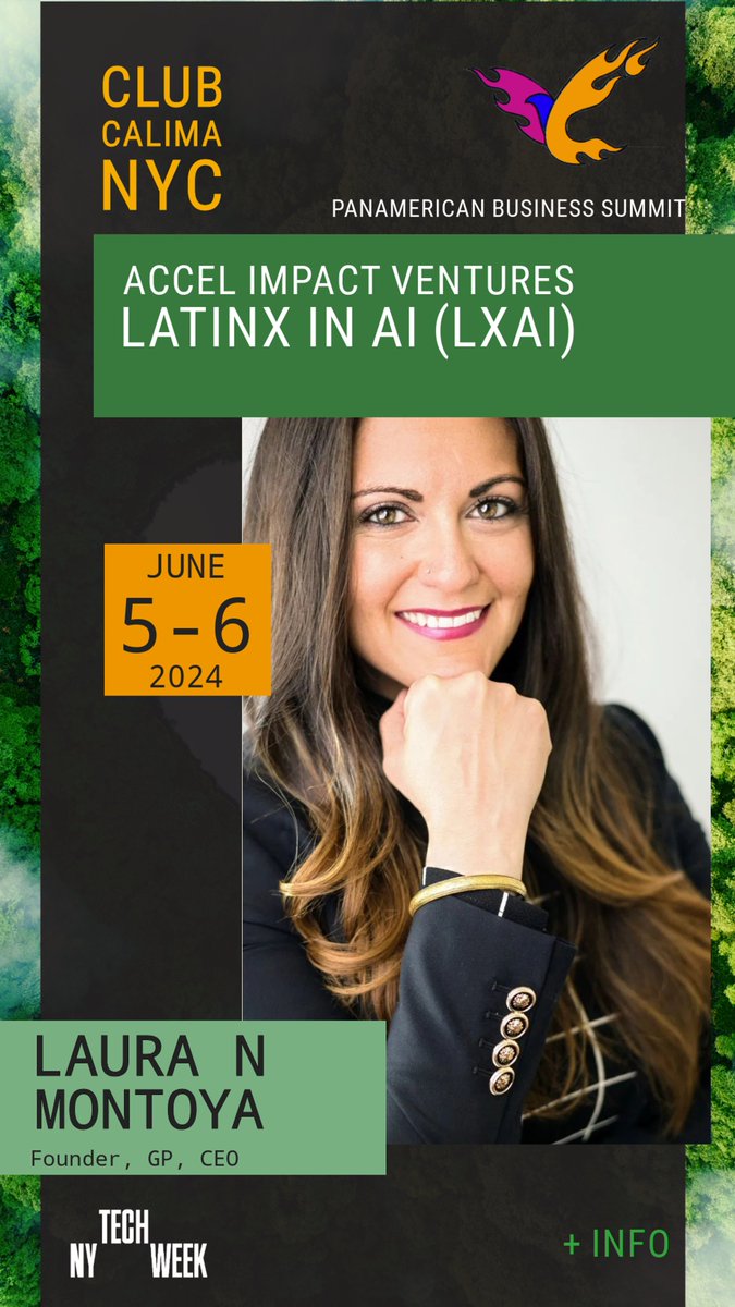 Calling all #LATAM founders & business leaders! Don't miss out on the inaugural #PanAmerican Business Summit 2024 during #NYCTechWeek. As a #keynote speaker I'm honored to share our work with Accel Impact and #LatinXinAI @_LXAI Register now: lu.ma/calimajc2024  #ClubCalima