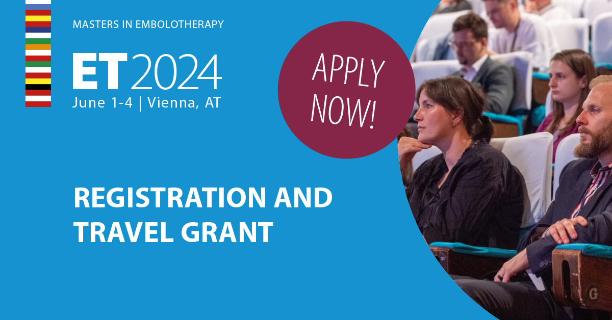 #ET2024 is coming up fast!!
For those who have not yet registered for ET 2024, there are still registration and travel grants of up to €800 available. Make sure to register today, as spots are limited! Learn more: t.ly/esUZ_

#embolization #interventionalradiology