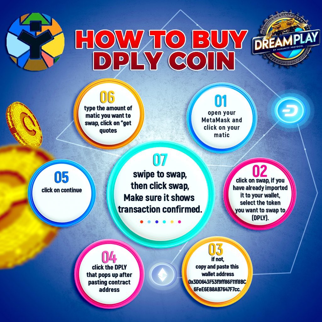 7 Easy steps on how to purchase $DPLY coin and invest in your future today 0x3D0643F53f9ff86F11f8BC6FeE6E88AB7647F7cc #Dreamplay #hmntyprotocol #cryptocurrecy