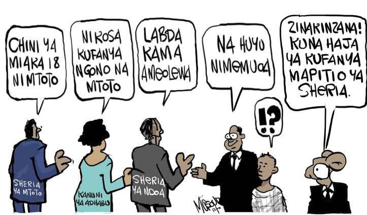 Sheria ya ndoa 1971 inatoa mwanya kwa #NdoaZaUtotoni kwani inaruhusu msichana chini ya miaka 18 kuolewa.Hii inakinzana na Sheria ya Mtoto inayomtafsiri mtoto kuwa ni “mtu yeyote aliye chini ya umri wa miaka 18” Maboresho ya #SheriaYaNdoa yanahitajika ili kumkomboa mtoto wa kike.