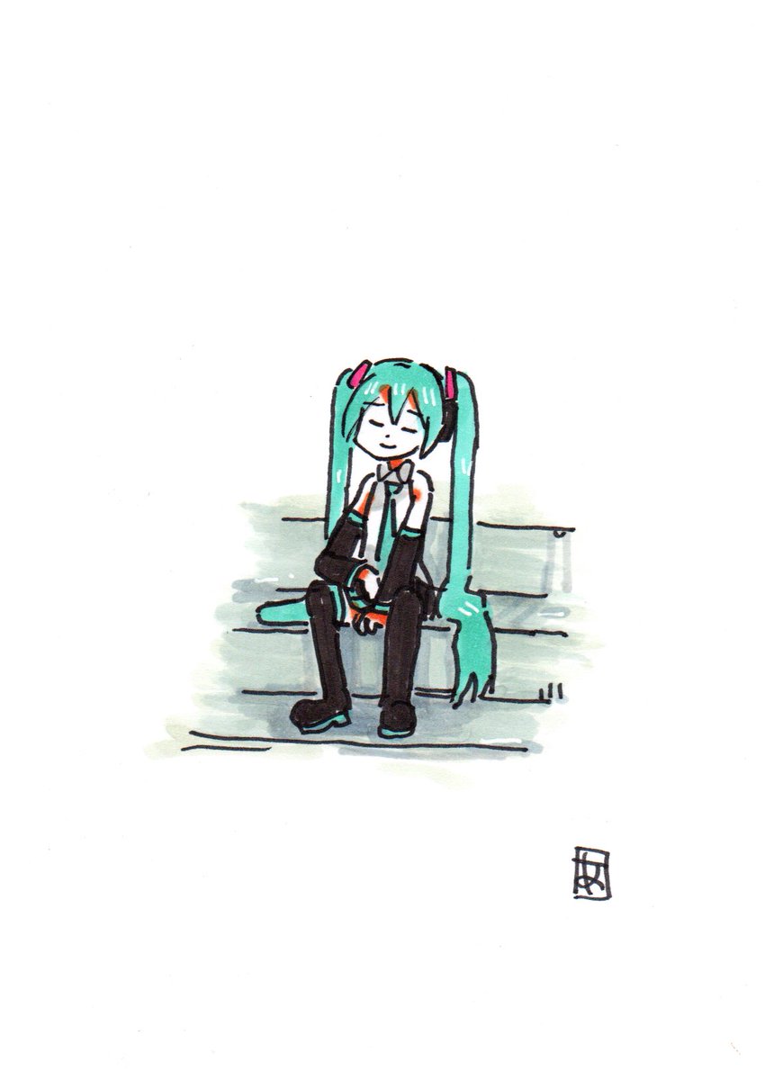 初音ミク 「鬼残業でした... 」|あらがいのイラスト