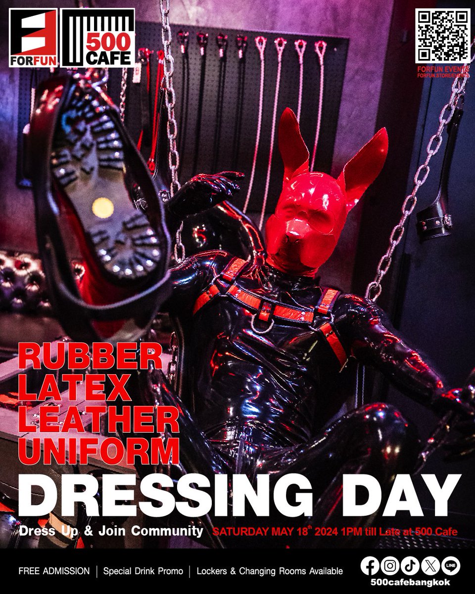 Rubber Latex Leather Uniform 🖤 DRESSING DAY Dress up & Join Community 🗓 SAT May 18, 2024 1pm till Late at @500cafebangkok 🤩 FREE Admission 🍹 Special Drink Promo ✅ Lockers and changing rooms are available. See you soon! #dressingday #500CafeBangkok #rubber #latex #leather