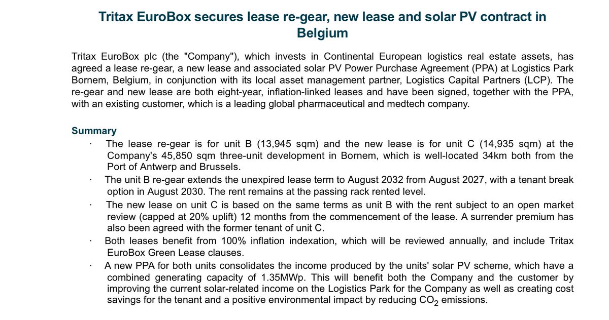 #EBOX secures lease re-gear, new lease and solar PV contract in Belgium.
Positive contract outcome.✅
I hold😊👍👇
londonstockexchange.com/news-article/E…