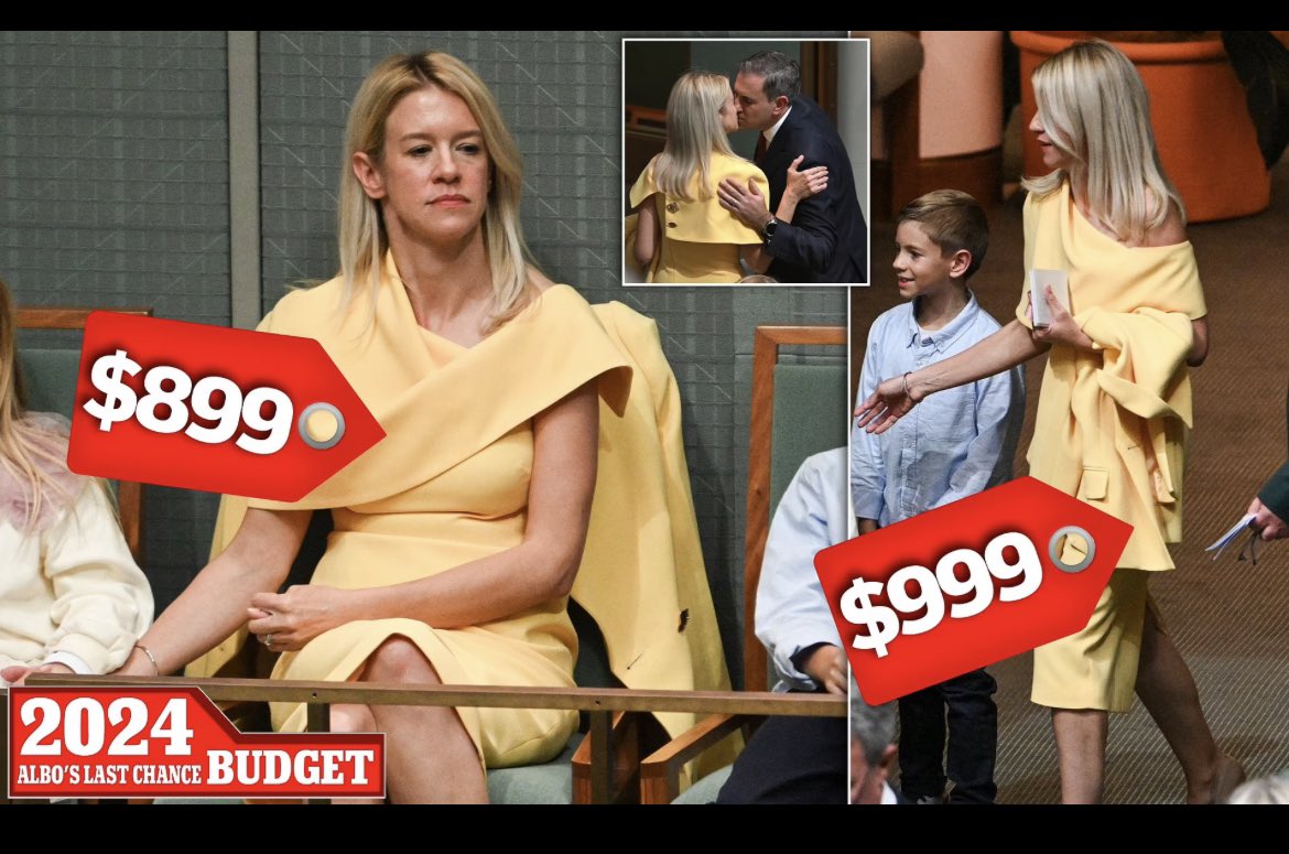 Treasurers wife wears a $899 yellow Carla Zampatti dress and matching $999 jacket whilst husband hands down #costofliving budget.

Socialism at its finest people 😂 

She looks good though. 

Photo credit: Daily Mail