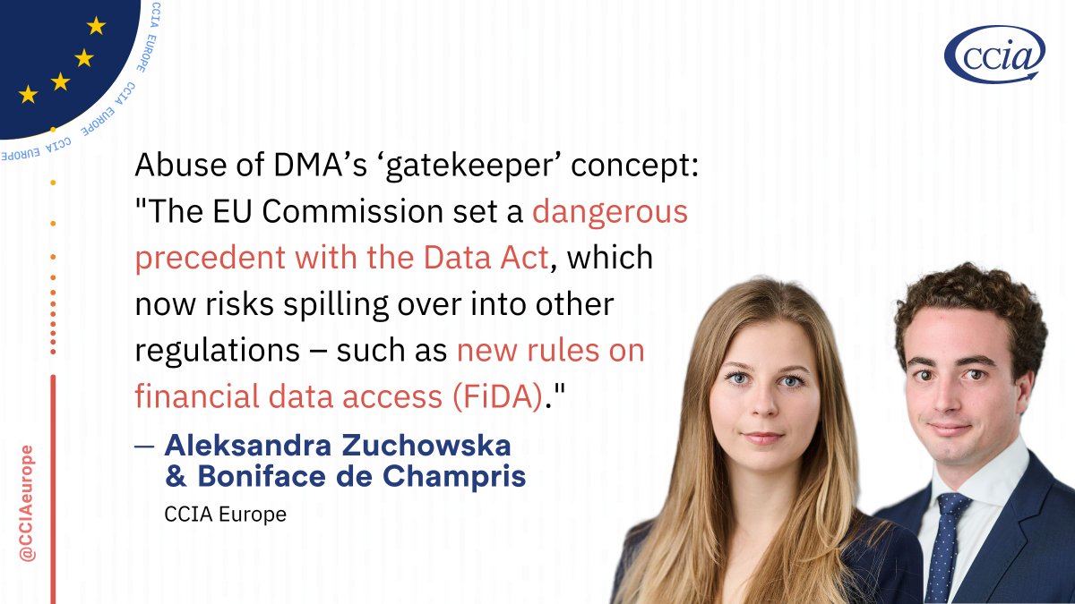 Abuse of the #DMA’s ‘#gatekeeper’ concept: 'The 🇪🇺 Commission set a dangerous precedent with the #DataAct, which now risks spilling over into other regulations – such as new rules on financial data access #FiDA,' warn @zuchowska_a and @BChampris.

➡️ project-disco.org/european-union…