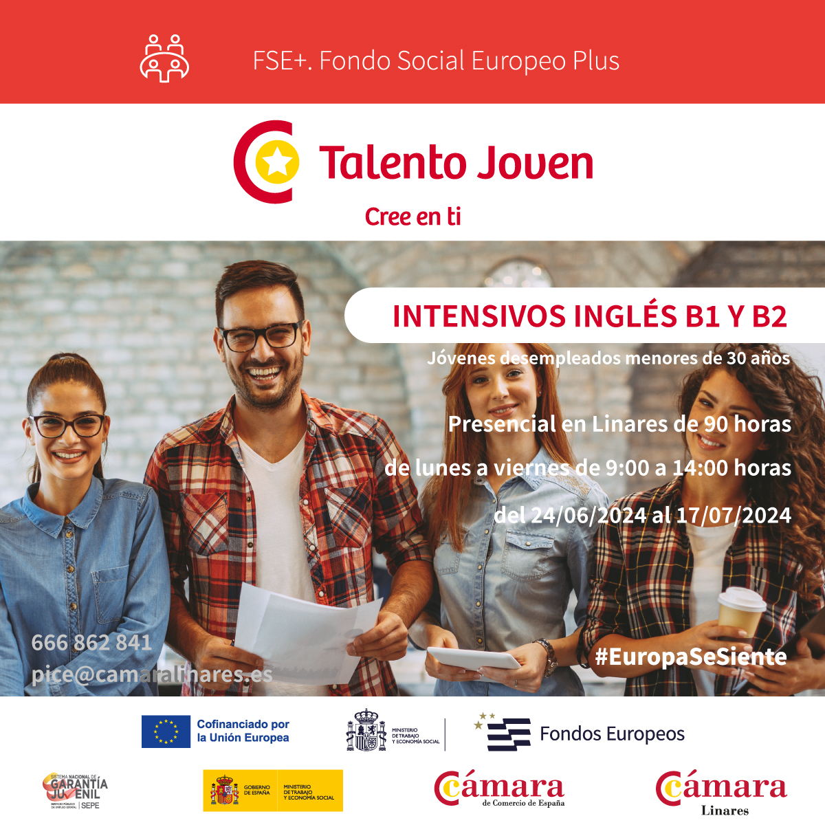 Curso GRATUITO INTENSIVO DE INGLÉS B2 y B1, preparatorio APTIS para jóvenes de 16 a 29 años con @garantia_juv  .
INSCRÍBETE:camaralinares.es/index.php/pice…

@camarascomercio @FondosUE_Esp.

#EuropaSeSiente #Formación