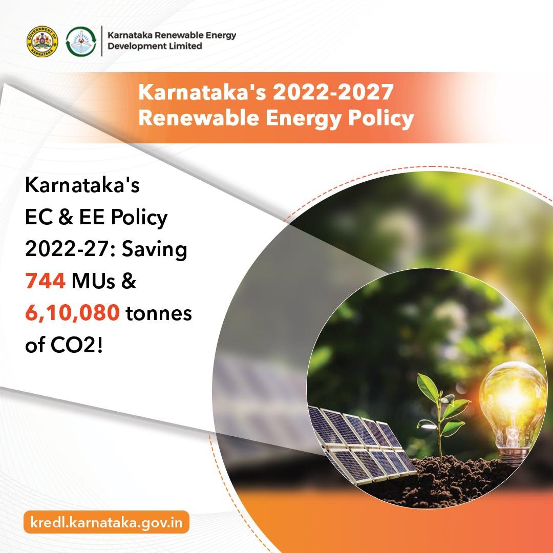 Transforming Tomorrow: Karnataka's EC & EE Policy 2022-27 is set to save 744 MUs and slash 6,10,080 tonnes of CO2 emissions, ushering in a cleaner, greener future. #EnergyEfficiency #CarbonNeutralKarnataka