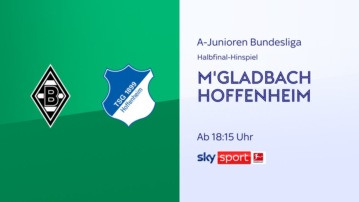 Weiter gehts mit hochklassigem Junioren-Fußball bei uns! Heute starten die Halbfinals der U19-Bundesliga mit @borussia und @tsghoffenheim 👇 Live! @DFB_Junioren #SkyJunioren #SkyBuli #Bundesliga
