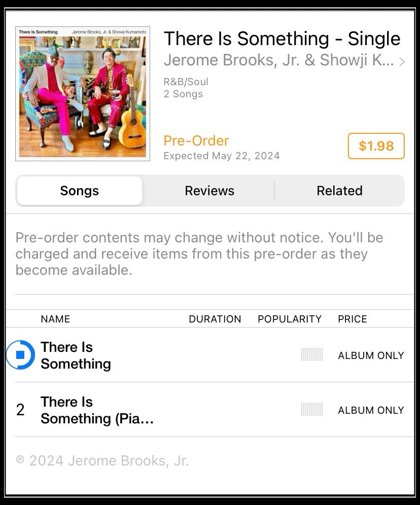 The Pre-Order of my 2 track single new song #ThereIsSomething with #ShowjiKumamoto @showtime24k is now available on #iTunes for $1.98 AND you can hear snippets of both versions. #JeromeBrooksJr #JeromeBrooksMusic #JeromeBrooksJrActor #Showji music.apple.com/us/album/there…